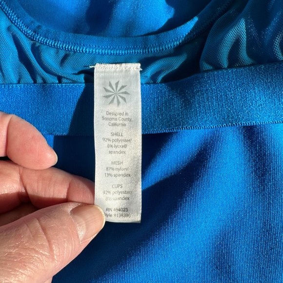 Athleta Blue Racerback Tank Built In Bra Athletic Running Yoga MEDIUM #138396-01 - Picture 10 of 11